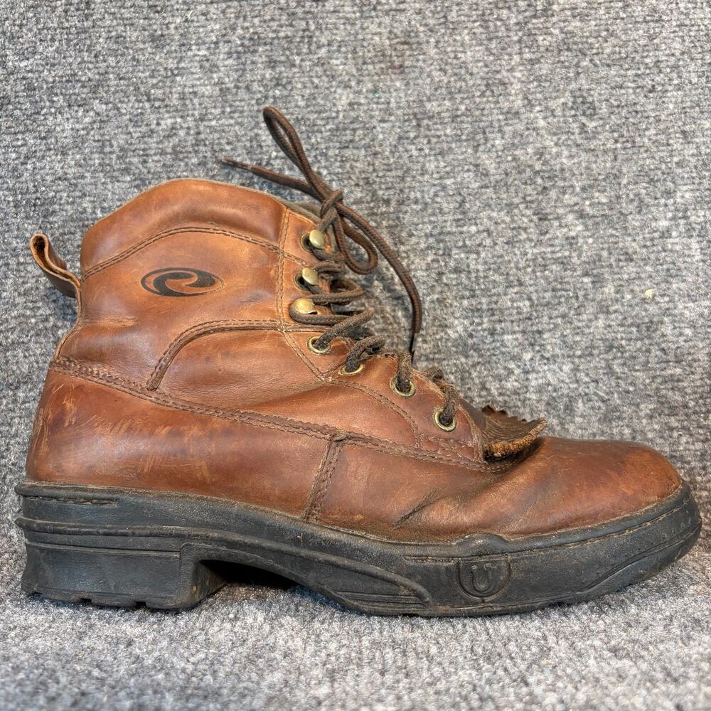 Roper Horseshoe Brown Leather Kiltie Riding Work Boots Men 10 Hiking Barn